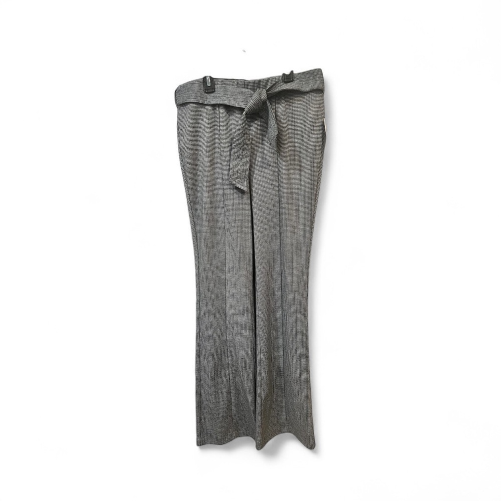 SO Good For Life Houndstooth Self Belt Flare Trousers Size Large NWT